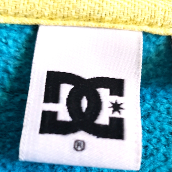 DC Zip Up Hoodie Turquoise Yellow Woman Size Medium EUC - Picture 11 of 12